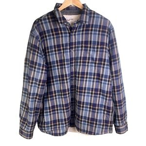 Carbon 2 Cobalt Heavy Insulated Sherpa Blue Check Flannel Shacket Large Men/s